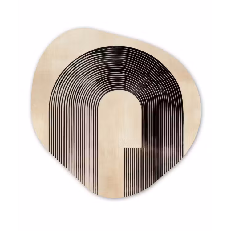 Boog -  Strepen - Minimalistisch - Zwart Wandcirkel Organisch Aluminium middel -3d