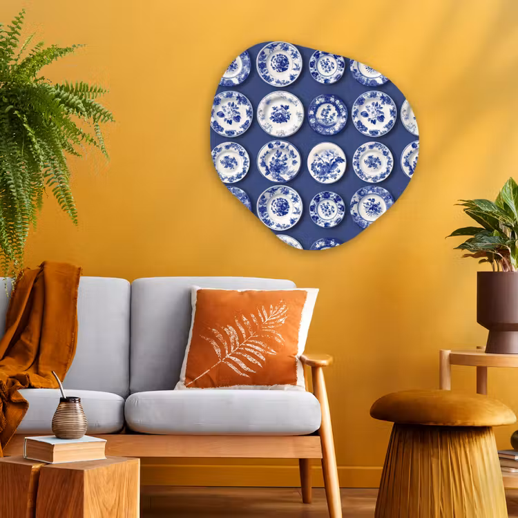 Borden - Floraal - Blauw Wandcirkel Organisch Aluminium middel 851 -sfeer4