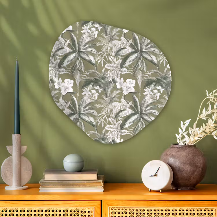 Botanisch - Bloemen - Groen Wandcirkel Organisch Aluminium middel 851 -sfeer2