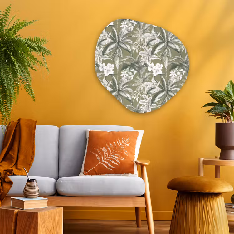 Botanisch - Bloemen - Groen Wandcirkel Organisch Aluminium middel 851 -sfeer4