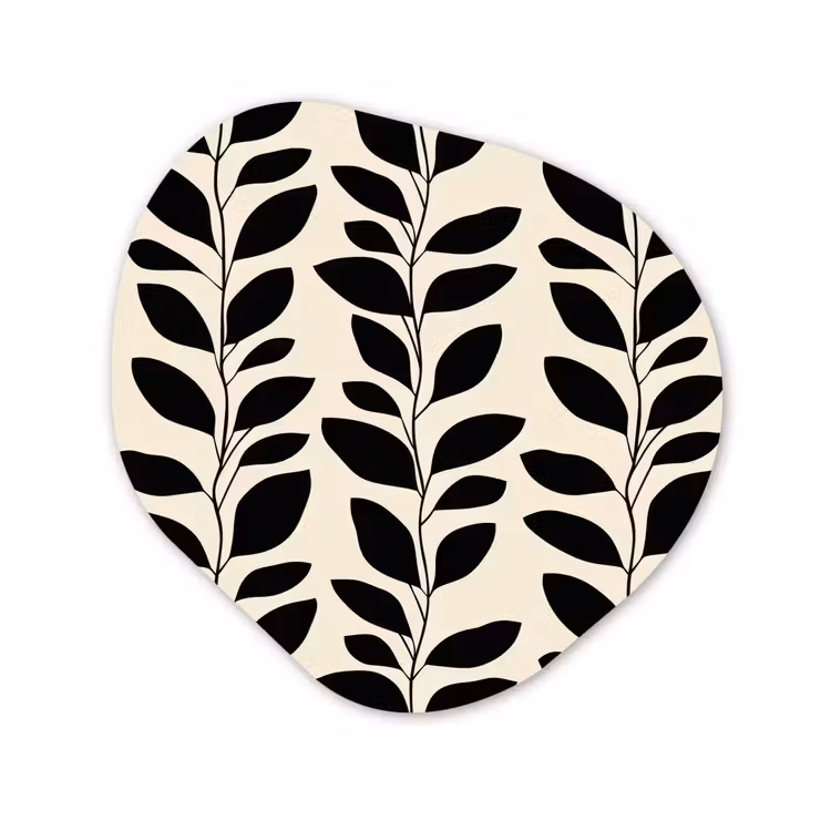 Botanisch - Dessin - Zwart - Beige Wandcirkel Organisch Aluminium middel 851 -3d