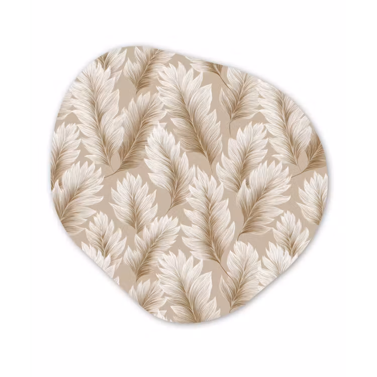 Botanisch - Patroon - Beige Wandcirkel Organisch Aluminium middel 851 -3d
