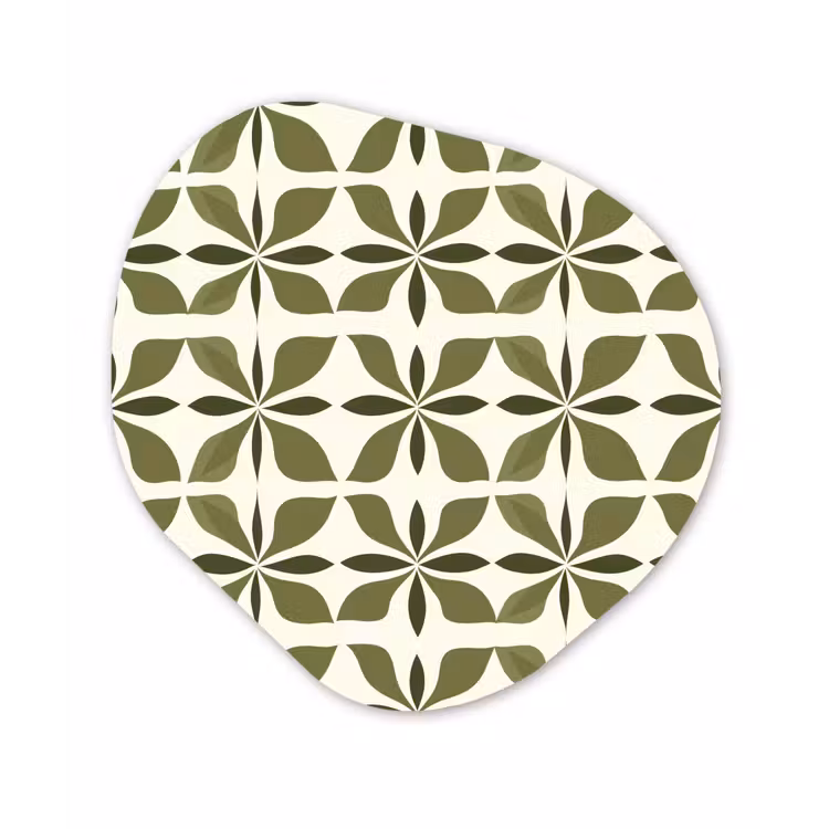 Botanisch - Retro - Groen Wandcirkel Organisch Aluminium middel 851 -3d