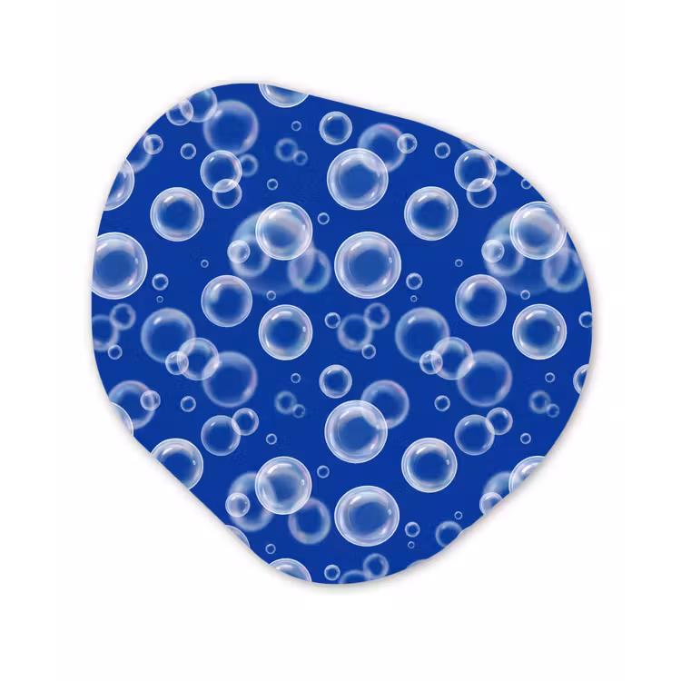 Bubbels - Patroon - Blauw Wandcirkel Organisch Aluminium middel -3d