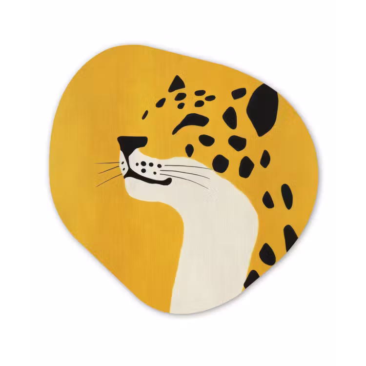 Cheetah - Illustratie - Geel Wandcirkel Organisch Aluminium middel -3d