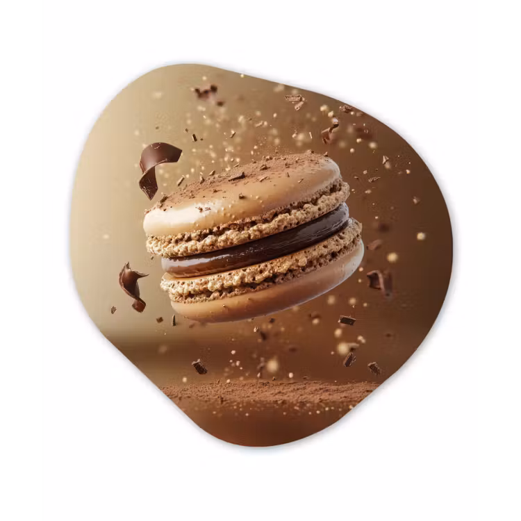 Chocolade - Macarons - Eten - Snoep Wandcirkel Organisch Aluminium middel -3d