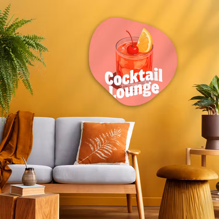 Cocktail Lounge - Glas - Koraal Wandcirkel Organisch Aluminium middel -sfeer4