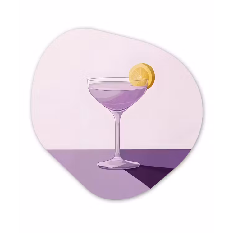 Cocktail - Paars - Minimalistisch - Citroen Wandcirkel Organisch Aluminium middel -3d