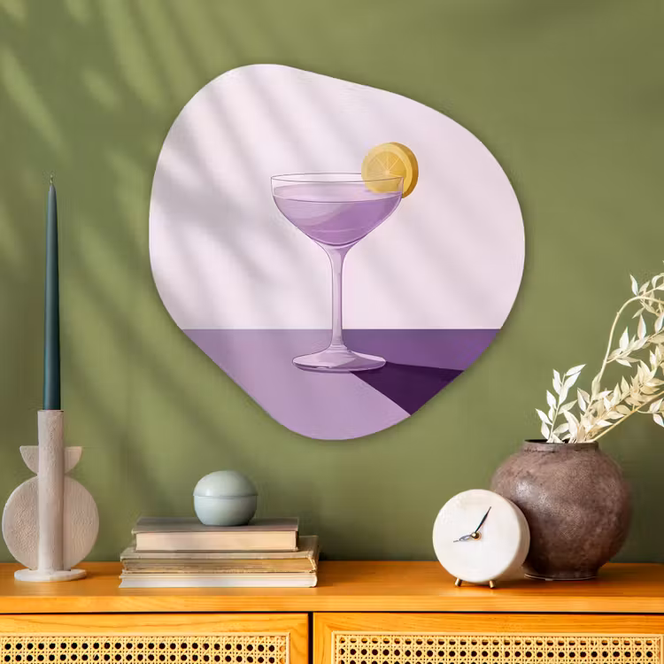 Cocktail - Paars - Minimalistisch - Citroen Wandcirkel Organisch Aluminium middel -sfeer2