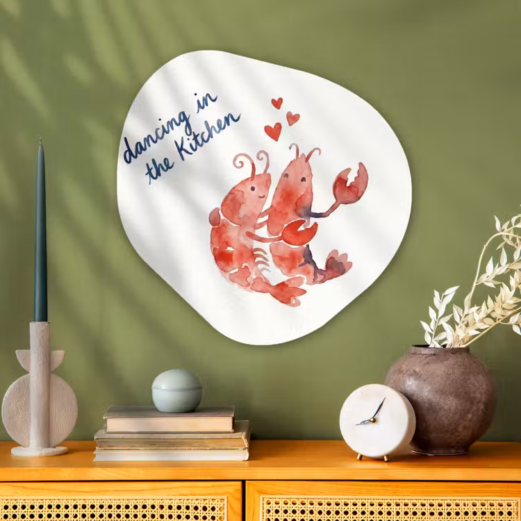 Dier - Dans - Liefde - Waterverf - Rood Wandcirkel Organisch Aluminium middel -sfeer2