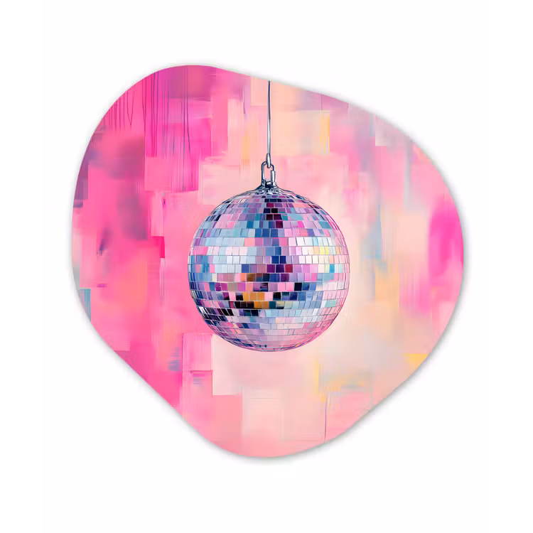 Discobal - Pink - Verf Wandcirkel Organisch Aluminium middel -3d