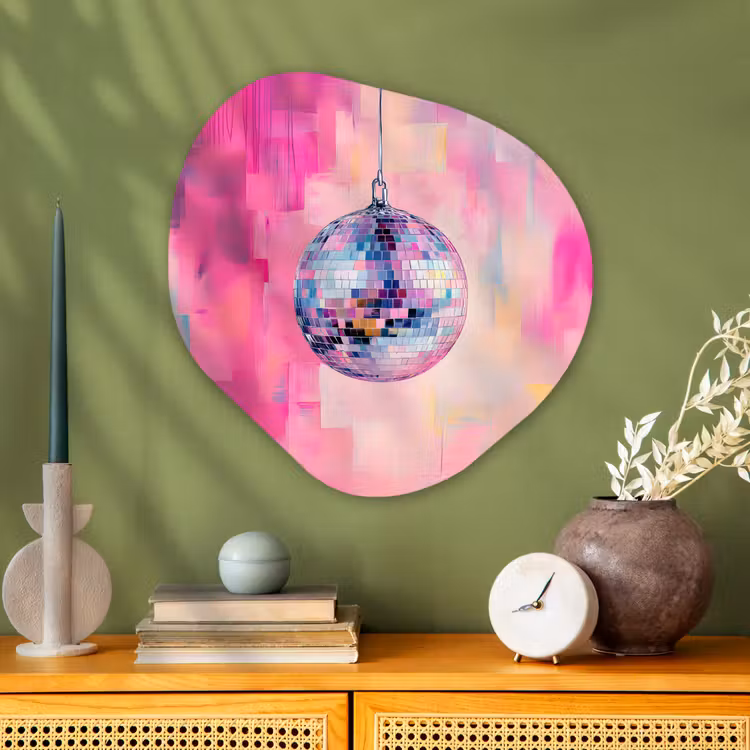 Discobal - Pink - Verf Wandcirkel Organisch Aluminium middel -sfeer2
