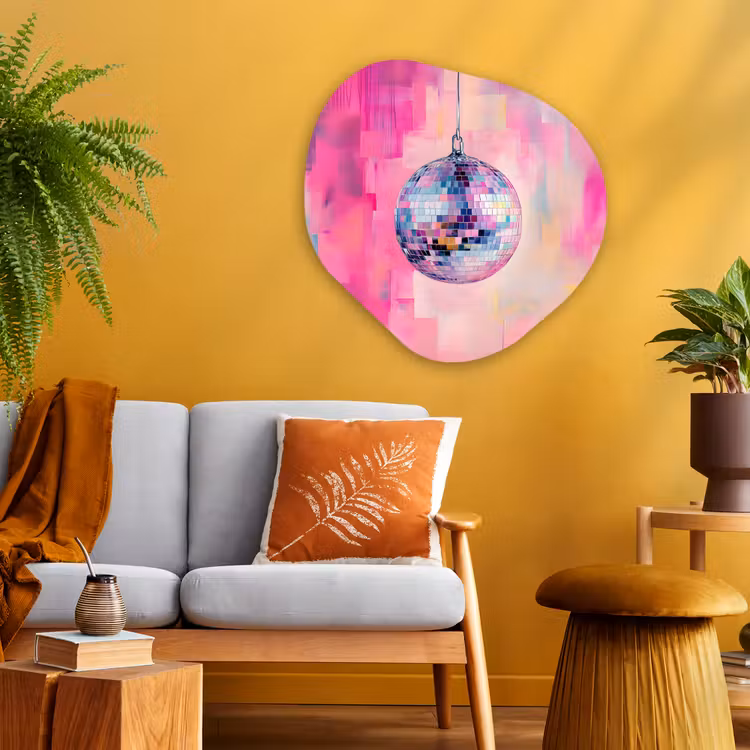 Discobal - Pink - Verf Wandcirkel Organisch Aluminium middel -sfeer4