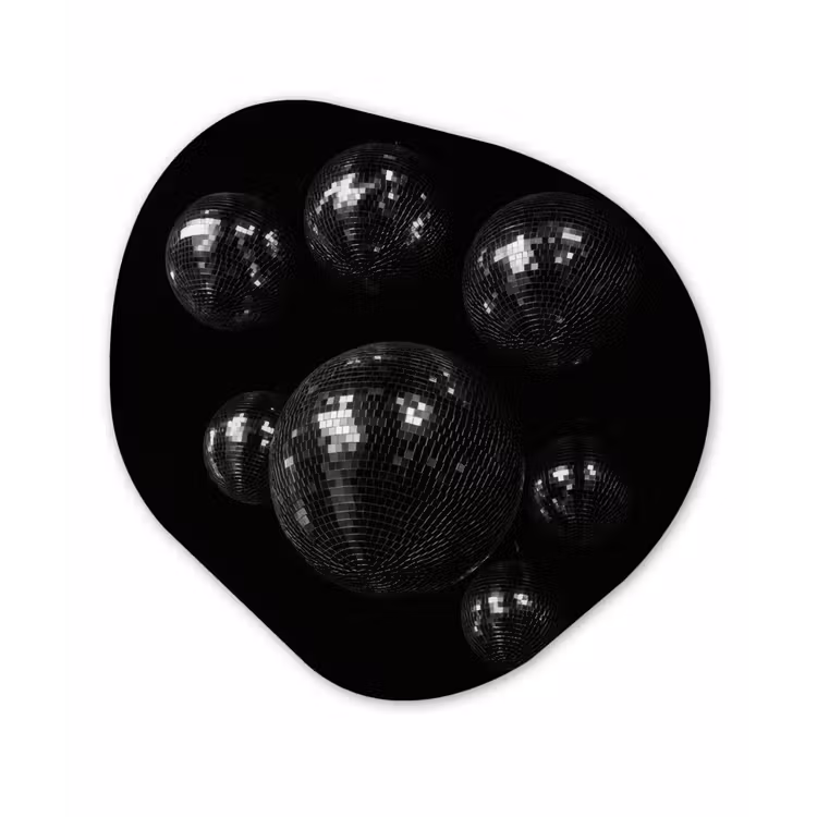 Discoballen - Minimalistisch - Zwart Wandcirkel Organisch Aluminium middel -3d