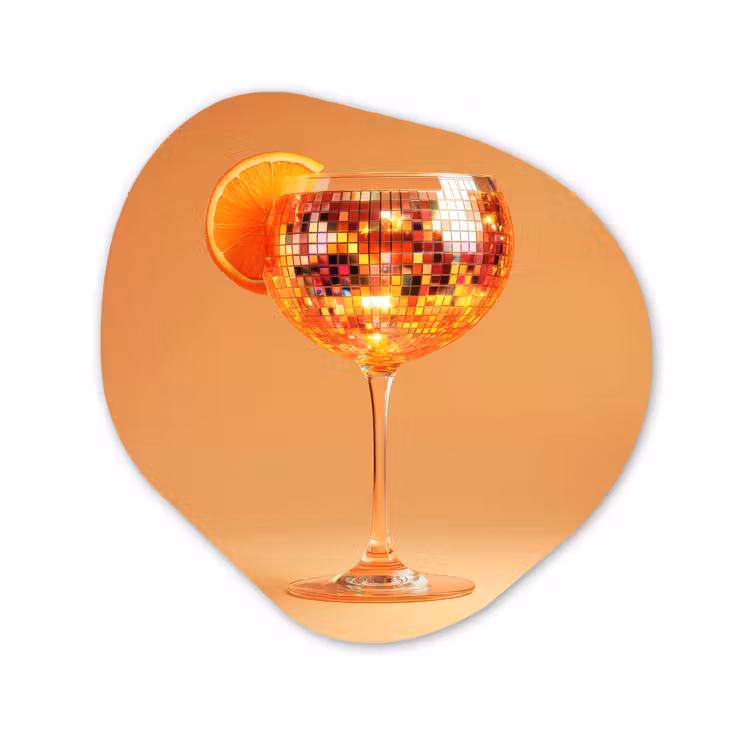 Drank - Oranje - Glitter - Disco Wandcirkel Organisch Aluminium middel -3d