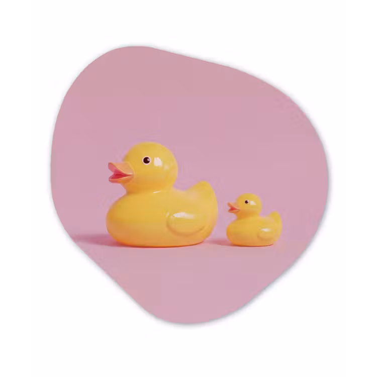 Eendjes - Vrolijk - Roze Wandcirkel Organisch Aluminium middel -3d