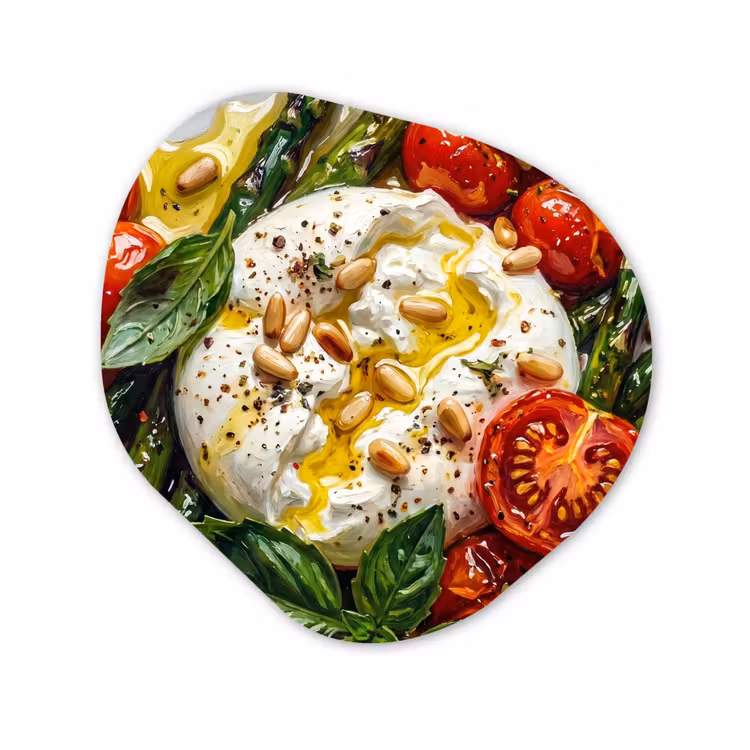 Eten - Groenten - Kaas - Modern - Vers Wandcirkel Organisch Aluminium middel -3d