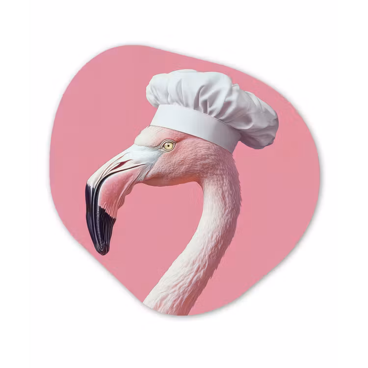 Flamingo - Roze - Koksmuts - Vogel Wandcirkel Organisch Aluminium middel -3d