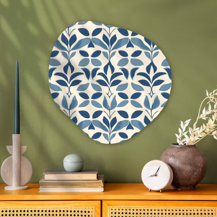 Flora - Modern - Blauw Wandcirkel Organisch Aluminium middel 851 -sfeer2