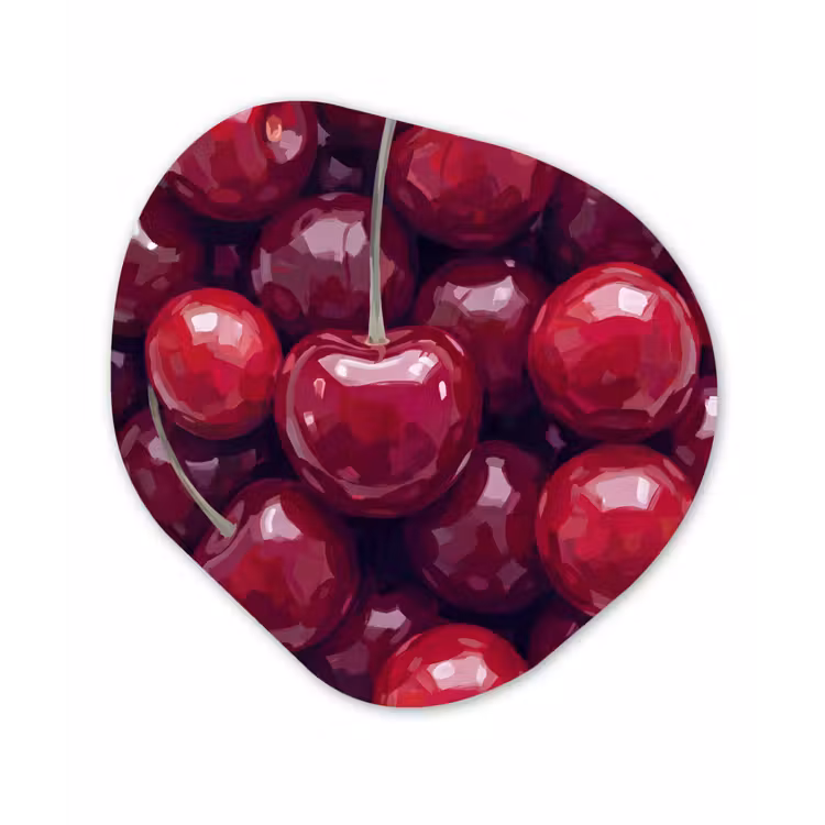 Fruit - Kersen - Eten - Modern - Rood Wandcirkel Organisch Aluminium middel -3d