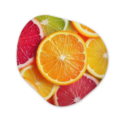 Fruit - Kleurrijk - Close up Wandcirkel Organisch Aluminium middel -3d