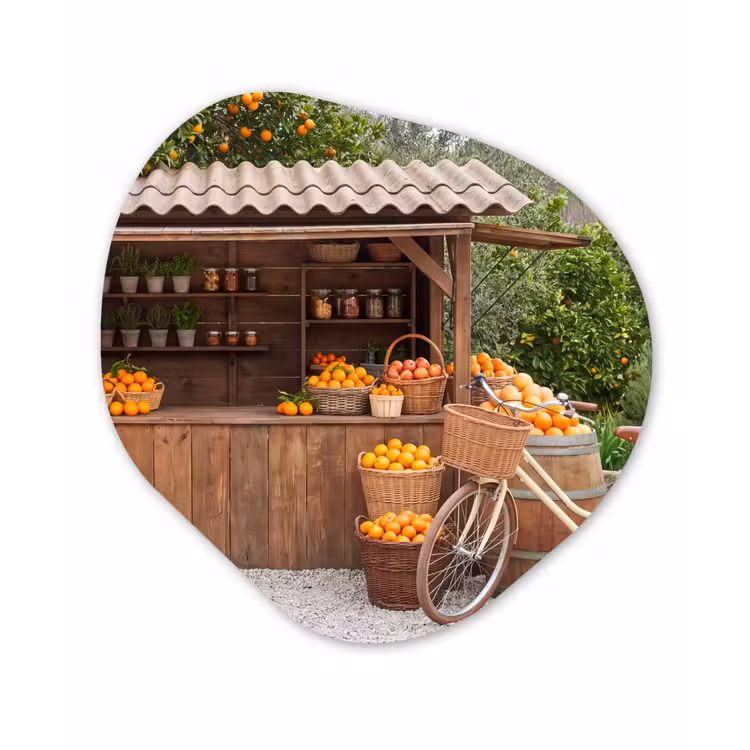 Organisch schilderij aluminium - Fruit - Markt - Landelijk - Fruit - Markt - Landelijk Wandcirkel Organisch Aluminium middel