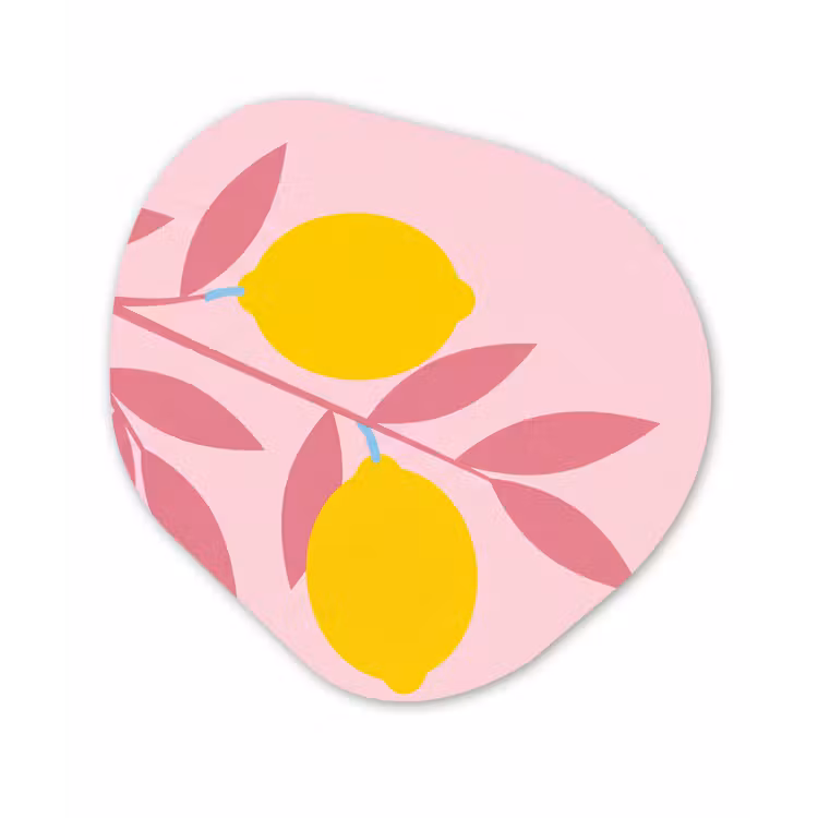 Fruit - Tak - Natuur - Abstract - Roze Wandcirkel Organisch Aluminium middel -3d