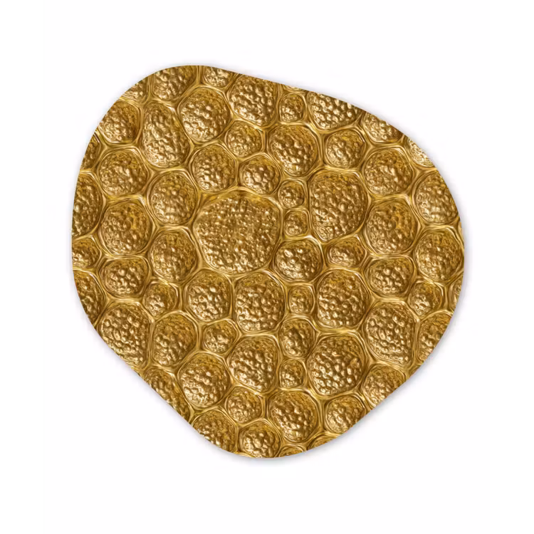 Gehamerd - Mozaïek - Antiek - Goud Wandcirkel Organisch Aluminium middel 851 -3d