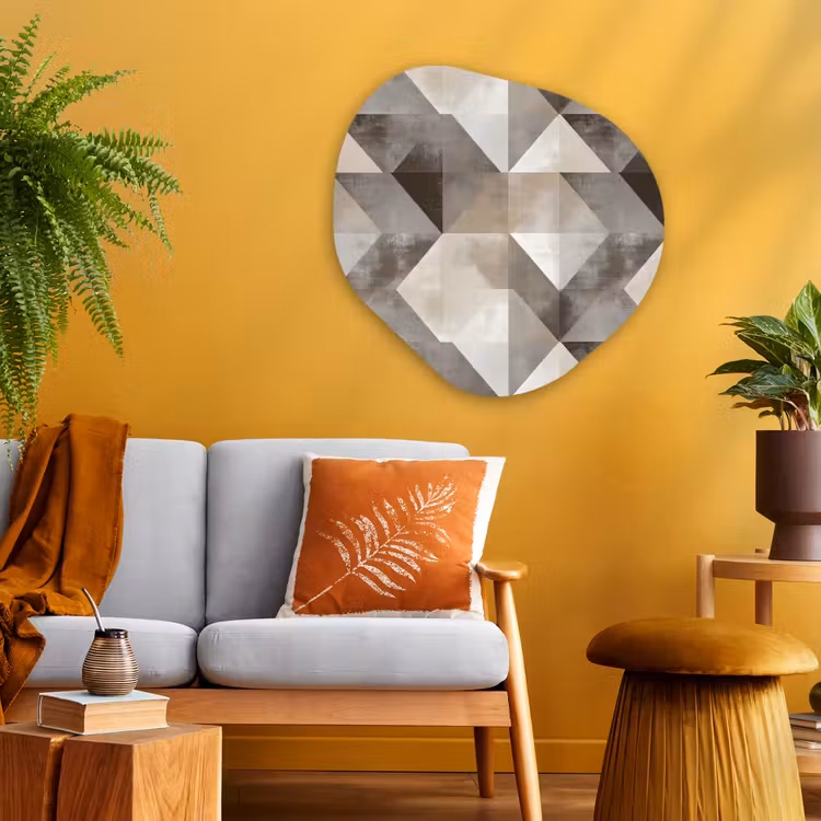 Geometrisch - Motief - Aardetinten Wandcirkel Organisch Aluminium middel 851 -sfeer4