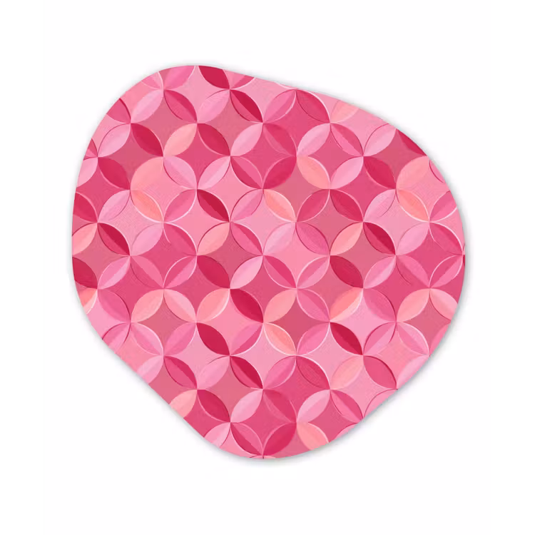 Geometrisch - Mozaïek - Modern - Roze Wandcirkel Organisch Aluminium middel 851 -3d