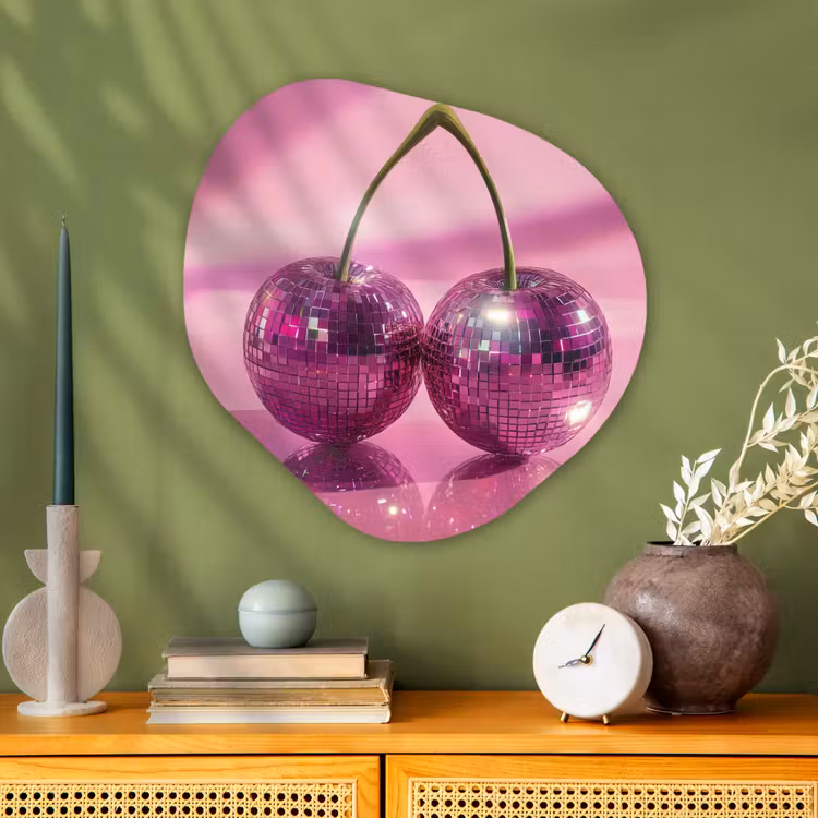 Glitter - Discobol - Roze - Kersen Wandcirkel Organisch Aluminium middel -sfeer2