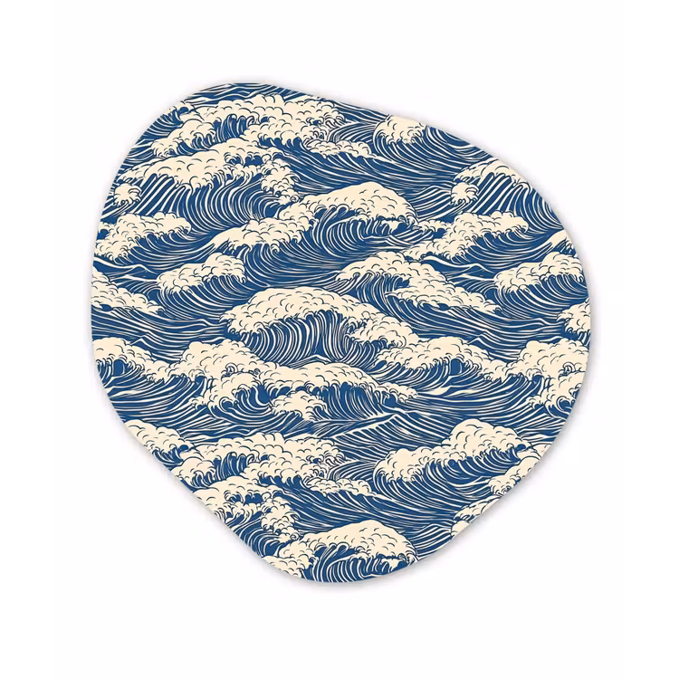 Golven - Klassiek - Blauw Wandcirkel Organisch Aluminium middel 851 -3d