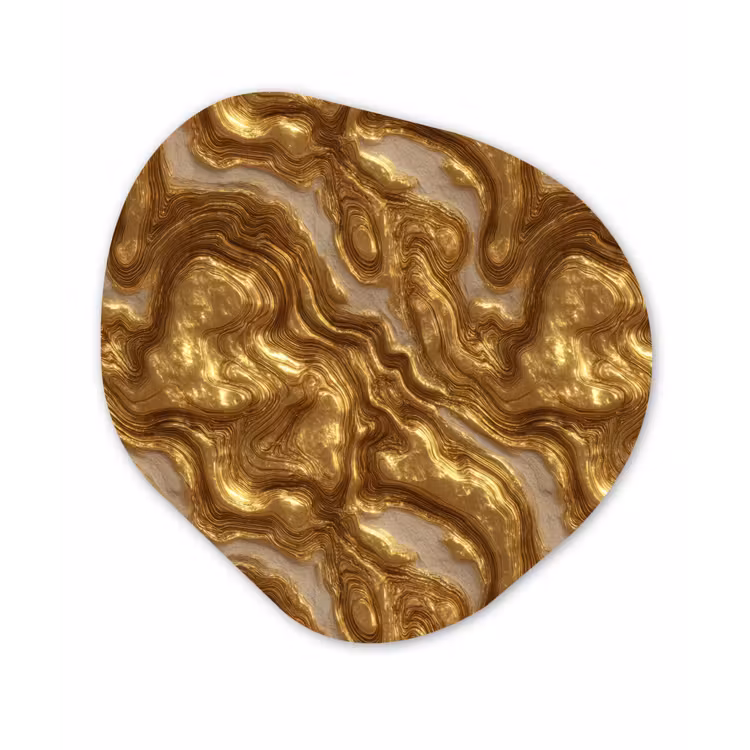 Golven - Organisch - Goud - Crème Wandcirkel Organisch Aluminium middel 851 -3d
