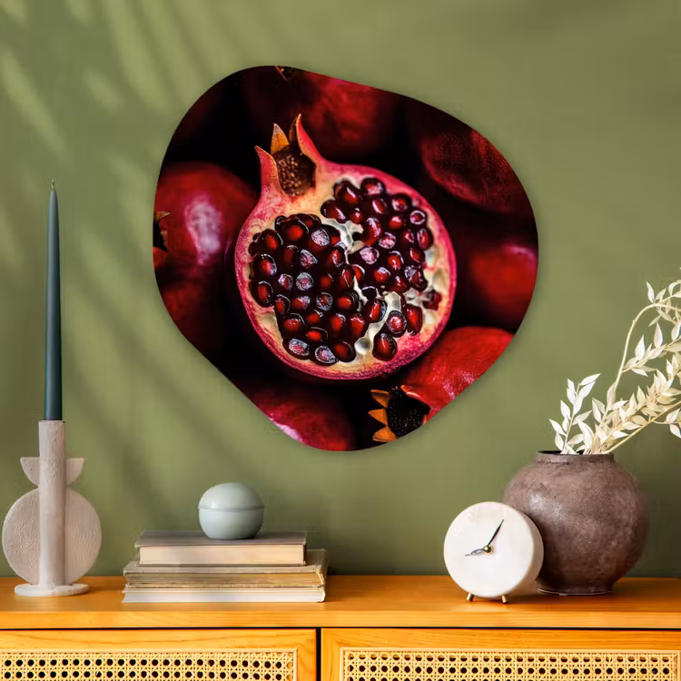 Granaatappel - Rood - Fruit Wandcirkel Organisch Aluminium middel -sfeer2