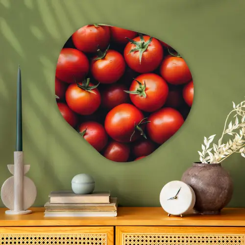 Groente - Rood - Tomaten Wandcirkel Organisch Aluminium middel -sfeer2