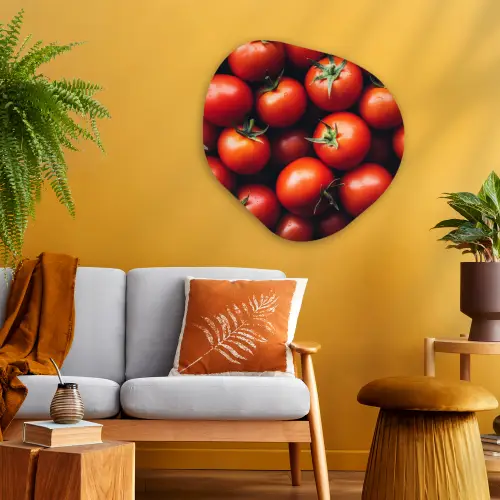 Groente - Rood - Tomaten Wandcirkel Organisch Aluminium middel -sfeer4