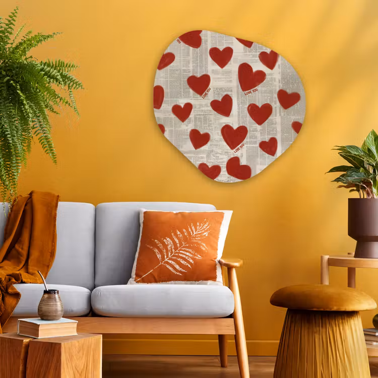 Hartjes - Krant - Loveyou Wandcirkel Organisch Aluminium middel -sfeer4