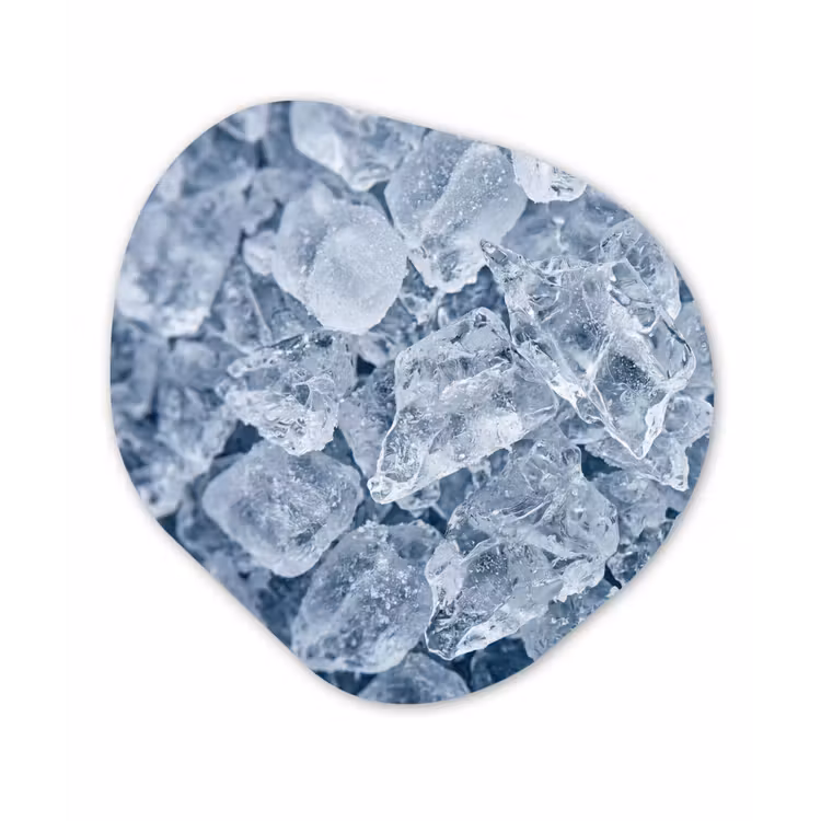 Ijsblokjes - Water - Blauw Wandcirkel Organisch Aluminium middel -3d