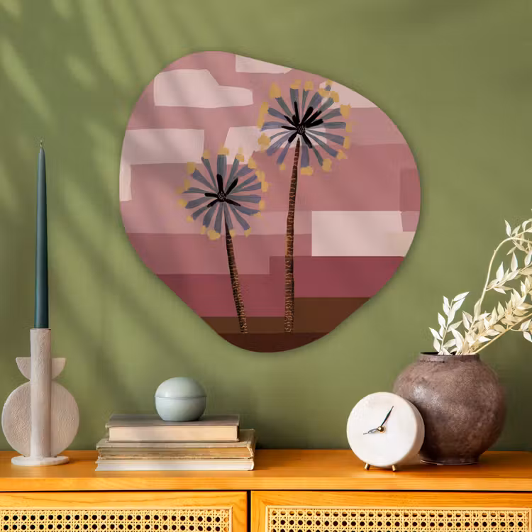 Illustratie - Bloemen - Vlakken - Abstract Wandcirkel Organisch Aluminium middel -sfeer2