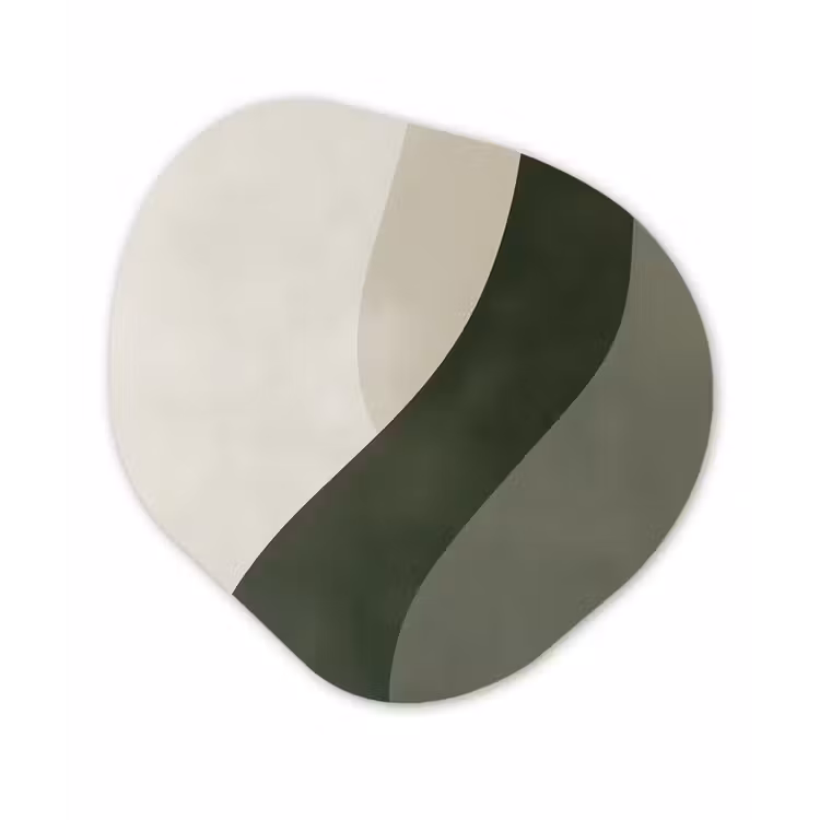 Japandi - Groen - Abstract - Modern Wandcirkel Organisch Aluminium middel -3d