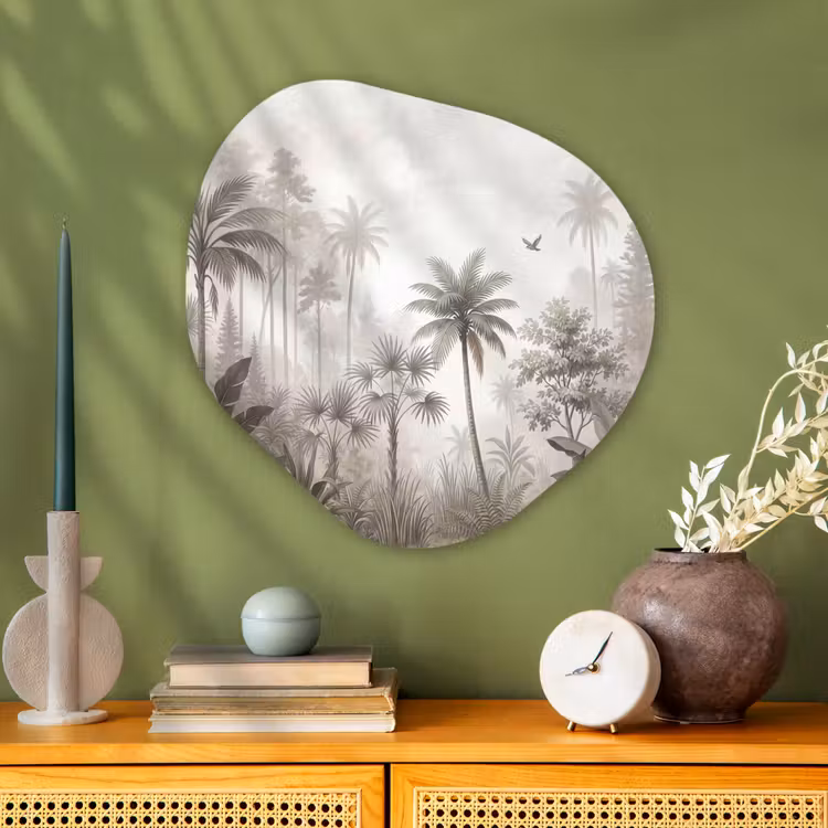 Jungle - Palmbomen - Natuur Wandcirkel Organisch Aluminium middel -sfeer2