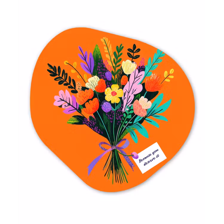 Kaartje - Boeket - Bloemen Wandcirkel Organisch Aluminium middel -3d