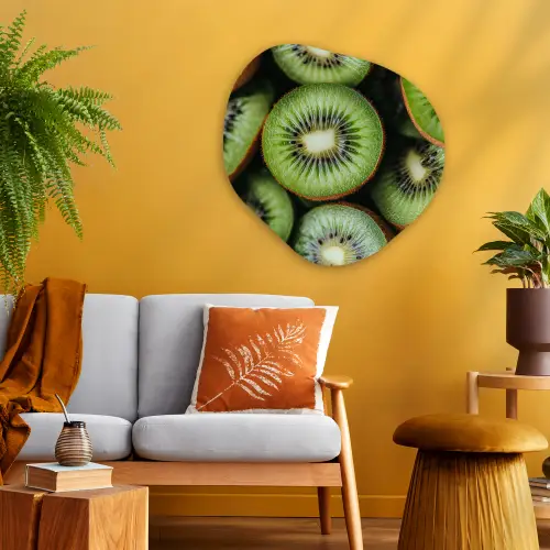 Kiwi - Fruit - Groen Wandcirkel Organisch Aluminium middel -sfeer4