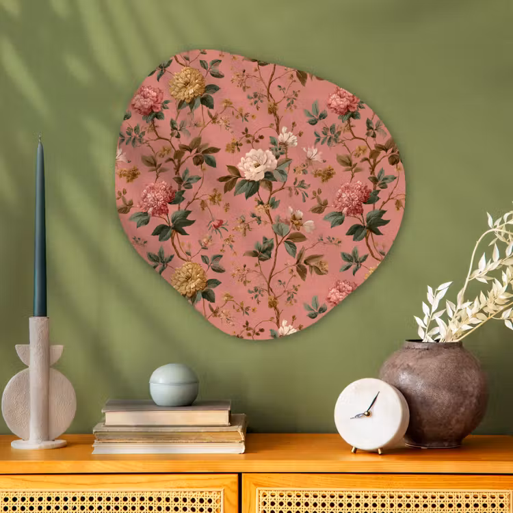 Klassiek - Botanisch - Roze Wandcirkel Organisch Aluminium middel 851 -sfeer2