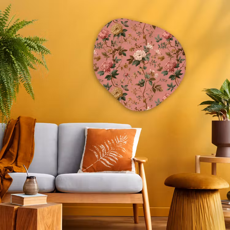 Klassiek - Botanisch - Roze Wandcirkel Organisch Aluminium middel 851 -sfeer4