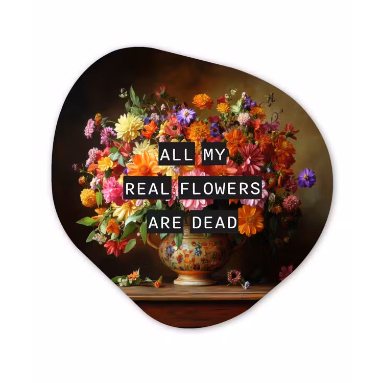 Kleur - Bloemen - Vintage - Bloemenvaas Wandcirkel Organisch Aluminium middel -3d