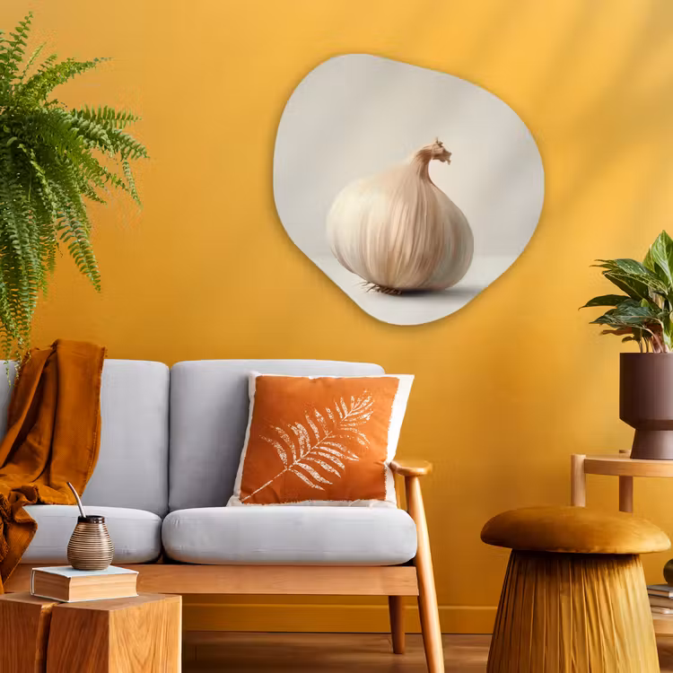 Knoflook - Natuurlijk - Beige Wandcirkel Organisch Aluminium middel -sfeer4
