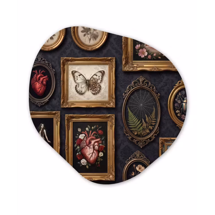 Kunst - Collectie - Vintage - Klassiek - Donker Wandcirkel Organisch Aluminium middel -3d
