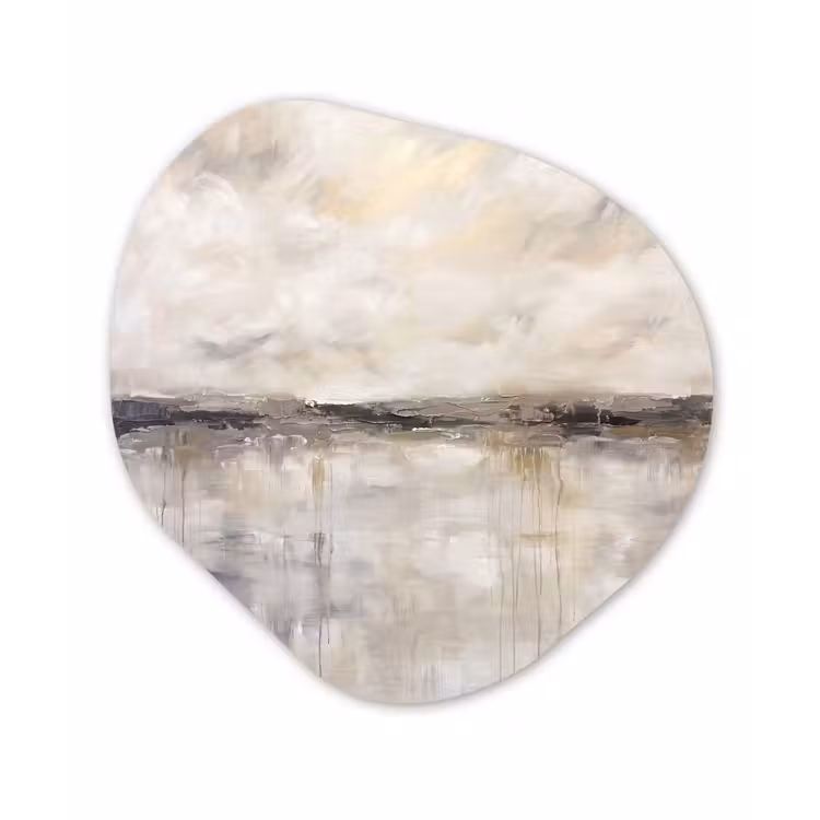 Landschap - Horizon - Natuur - Abstract - Neutraal Wandcirkel Organisch Aluminium middel -3d