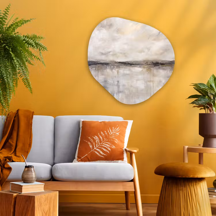 Landschap - Horizon - Natuur - Abstract - Neutraal Wandcirkel Organisch Aluminium middel -sfeer4